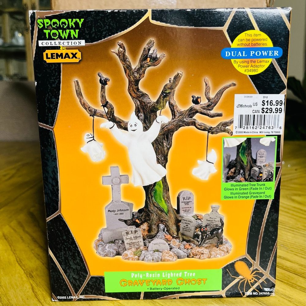 Spooky Town Graveyard Ghost Lighted Tree